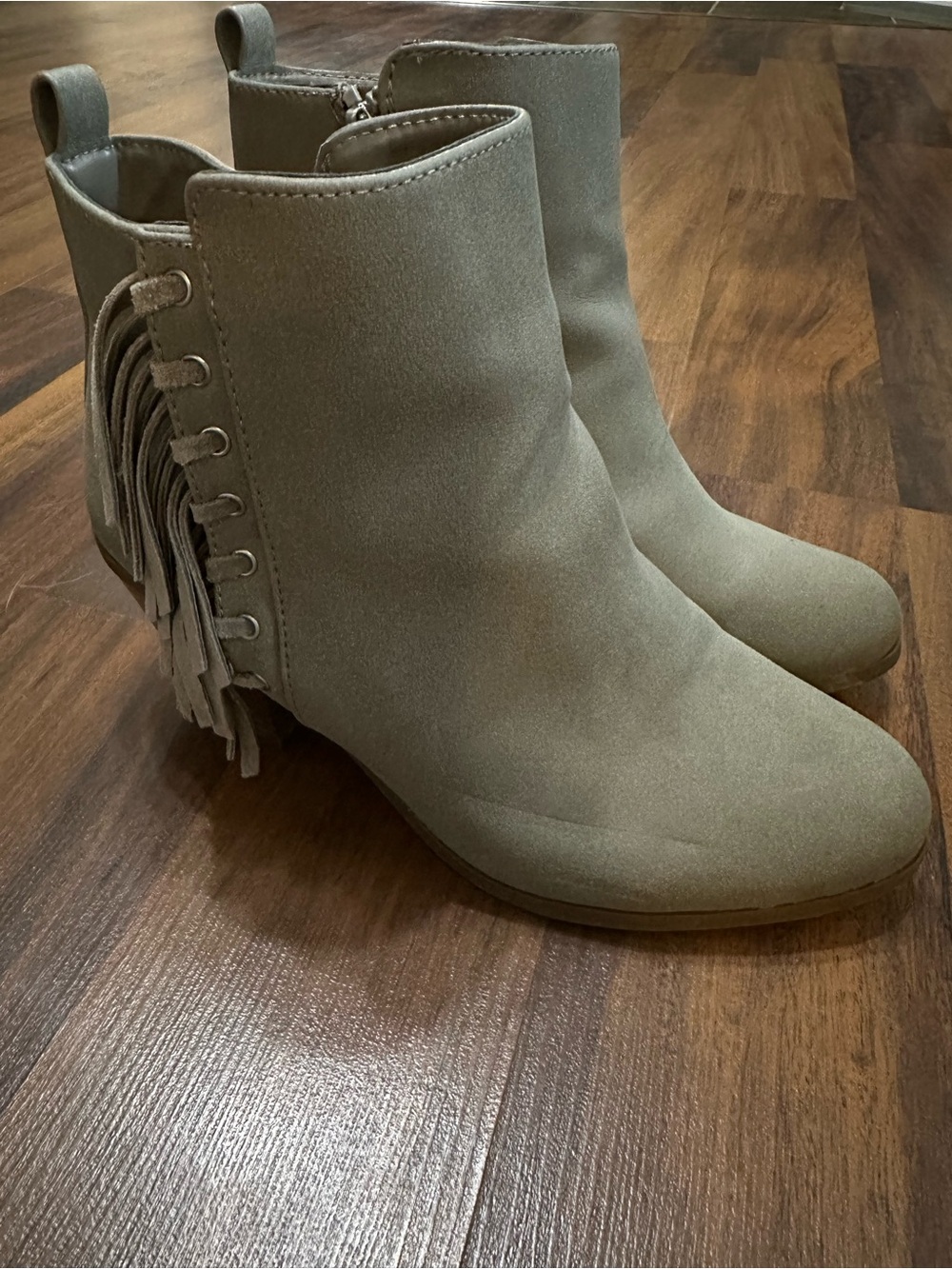 Circus by Sam Edelman Taupe Fringe Ankle Boots
